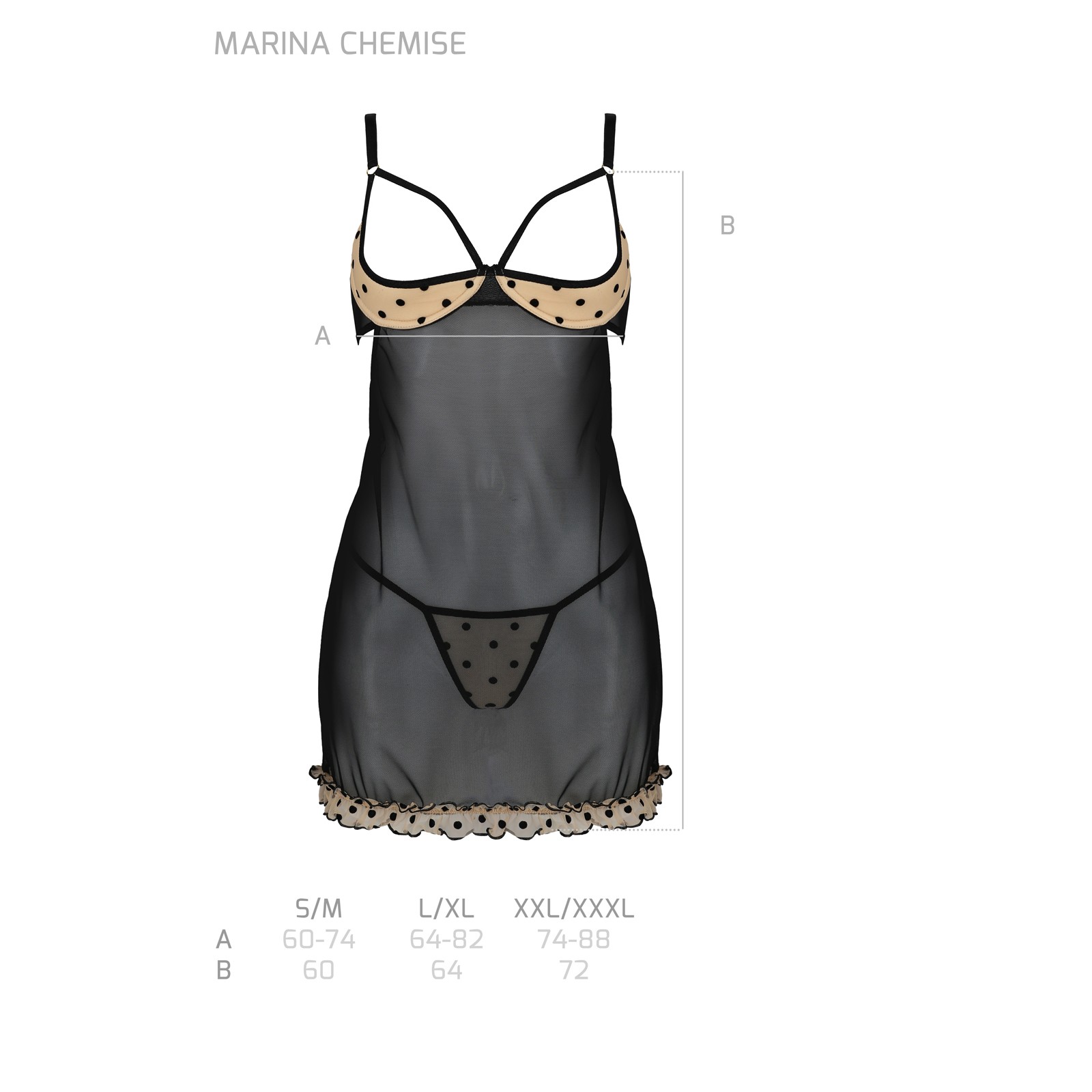 CAMISA DE NOITE E TANGA MARINA BEGE DEVIL COLLECTION PASSION - Image 5