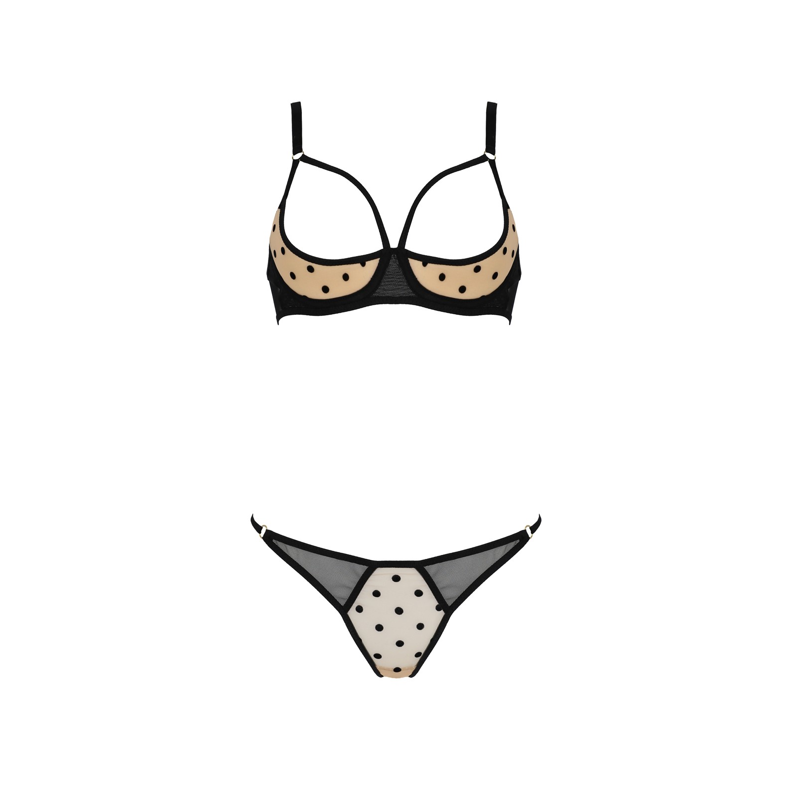 CONJUNTO DE 2 PEÇAS COM SUTIÃ ABERTO MARINA BEGE DEVIL COLLECTION PASSION - Image 3