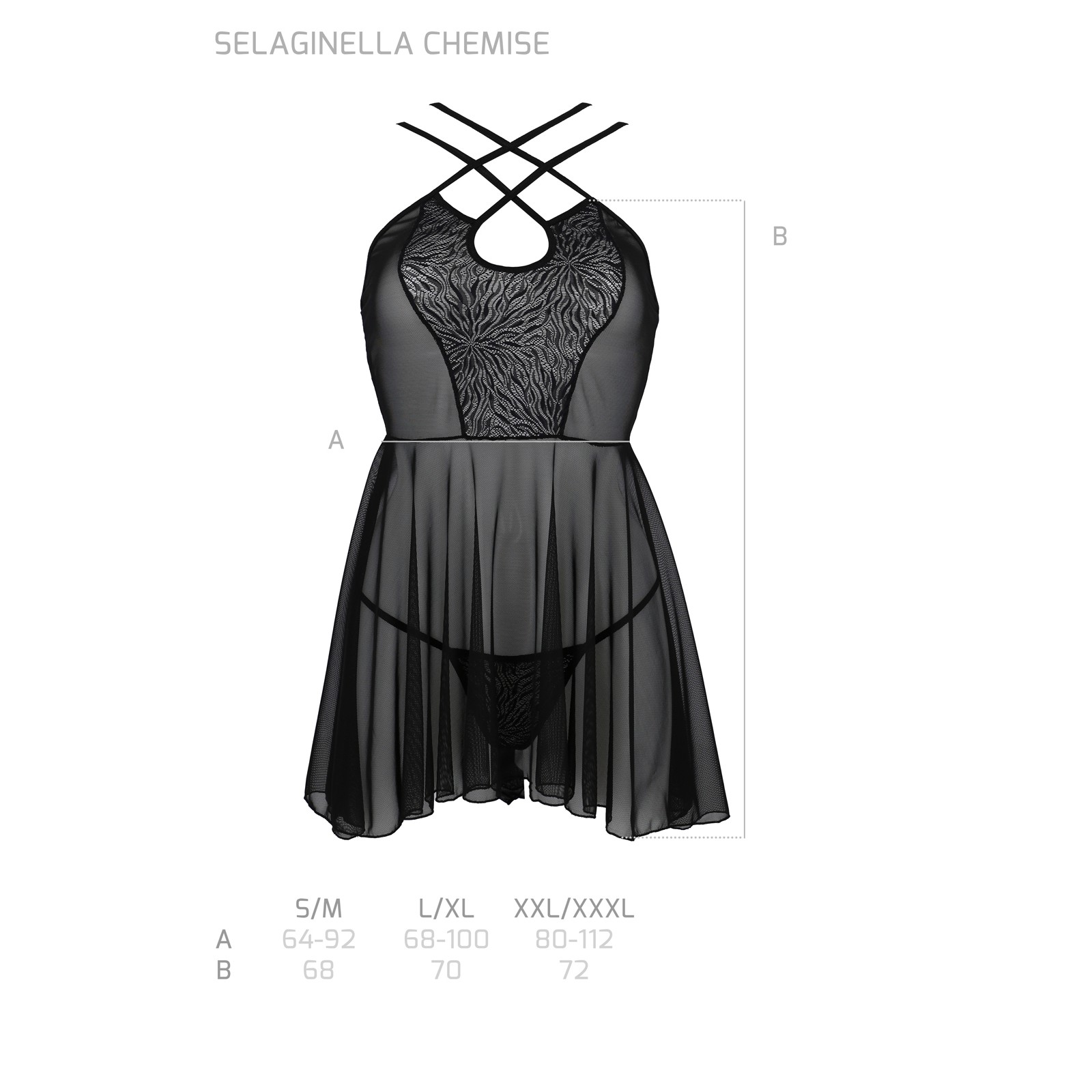 CAMISA DE NOITE E TANGA SELAGINELLA PRETO ECO COLLECTION PASSION - Image 5