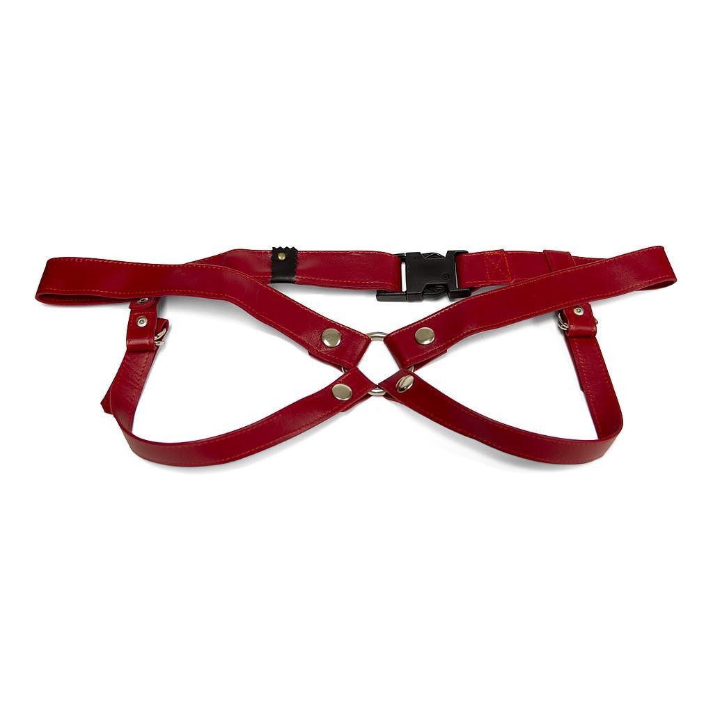 ARNÊS ARTESANAL EM COURO VERMELHO 3 CM/ M LULÚ LAFEM - Image 3