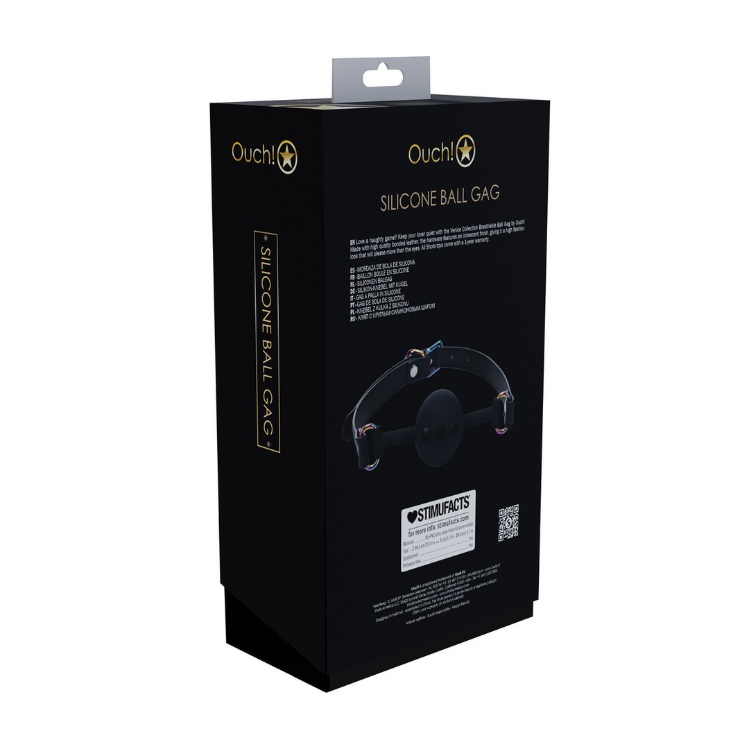 MORDAÇA DE SILICONE RESPIRÁVEL VENICE COLLECTION PRETO OUCH!