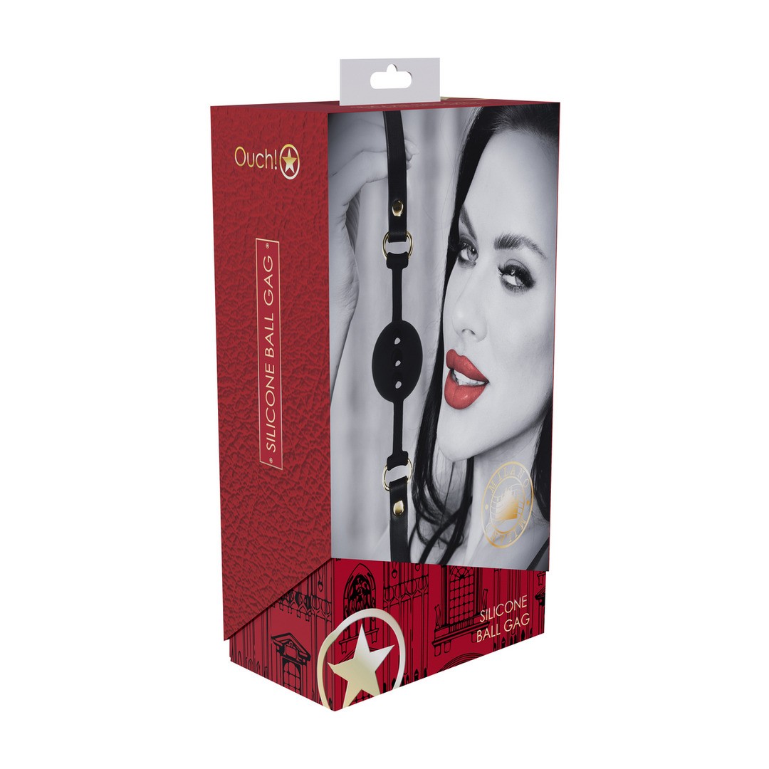 MORDAÇA DE SILICONE RESPIRÁVEL MILAN COLLECTION PRETO/VERMELHO OUCH! - Image 4