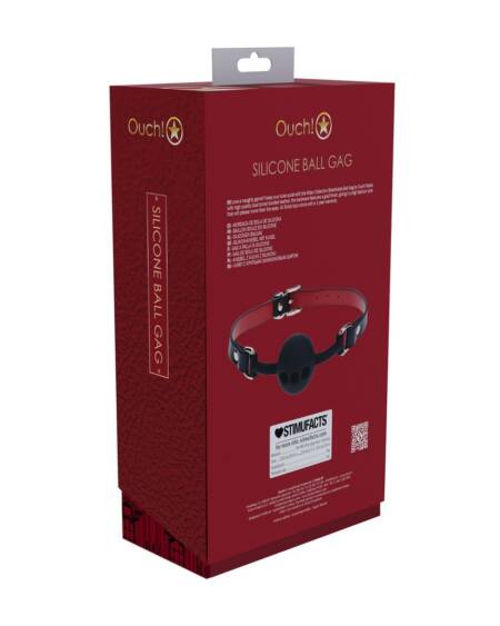 MORDAÇA DE SILICONE RESPIRÁVEL MILAN COLLECTION PRETO/VERMELHO OUCH!