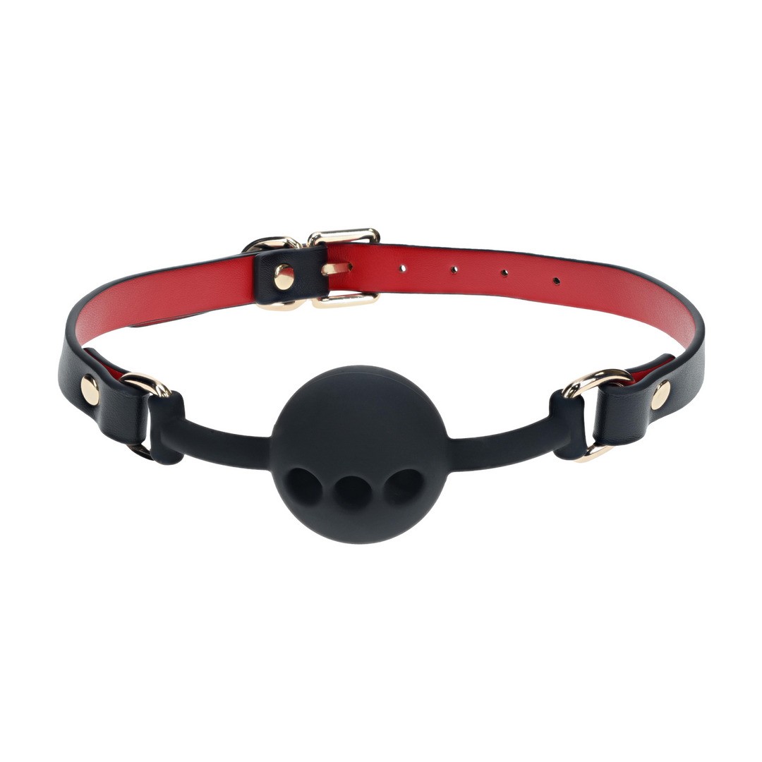 MORDAÇA DE SILICONE RESPIRÁVEL MILAN COLLECTION PRETO/VERMELHO OUCH! - Image 3