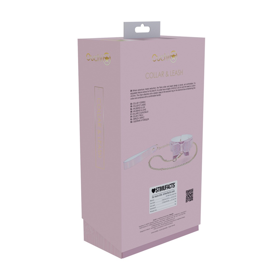 COLEIRA COM TRELA PARIS COLLECTION ROSA OUCH!