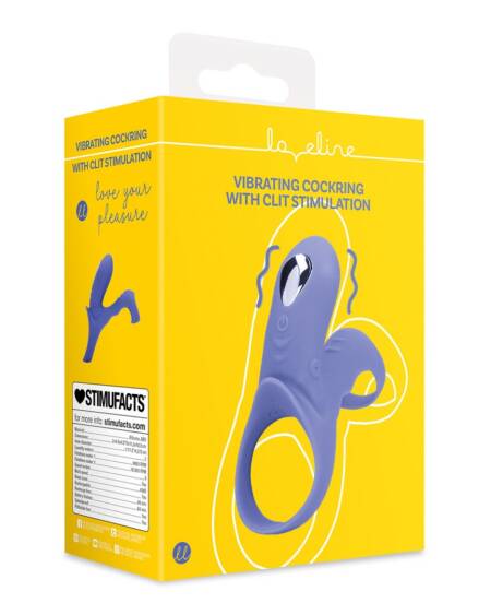 ANEL PARA O PÉNIS COM VIBRAÇÃO E ESTIMULADOR DE CLITÓRIS AZUL LOVELINE