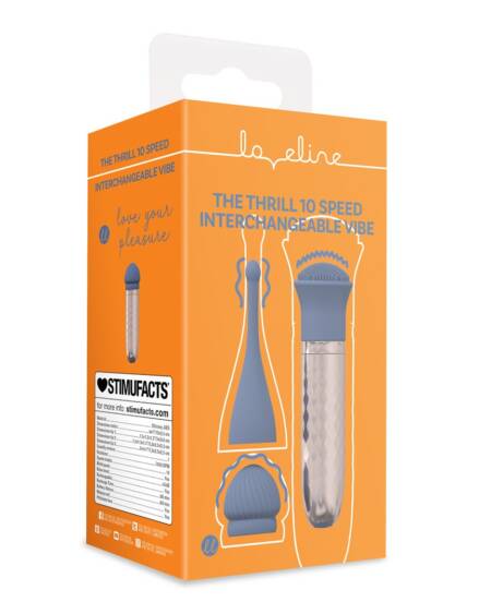 VIBRADOR THE THRILL10 SPEED INTERCHANGEABLE AZUL LOVELINE