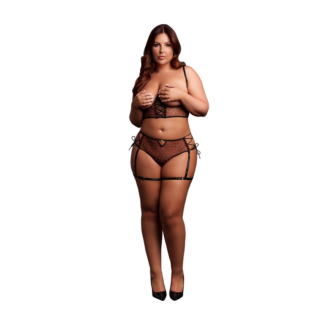 CONJUNTO DE 2 PEÇAS COM SUTIÃ SEM COPAS PRETO TAMANHO QUEEN LE DÉSIR - Image 5
