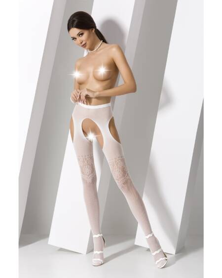 COLLANTS COM EFEITO DE LIGAS S017 BRANCAS EROTIC LINE PASSION