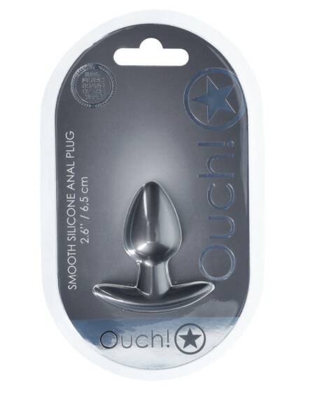 PLUG ANAL SMOOTH SILICONE SMALL 2.6 /6,5 CM GUN METAL OUCH!
