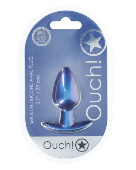 PLUG ANAL SMOOTH SILICONE MEDIUM 3,1 /7,9 CM METALLIC BLUE OUCH!