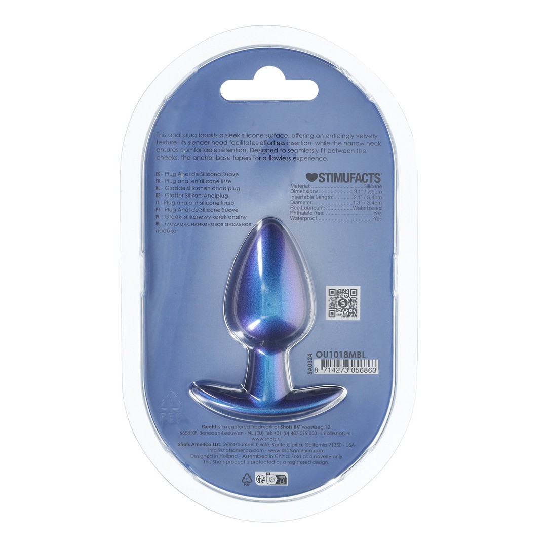 PLUG ANAL SMOOTH SILICONE MEDIUM 3,1 /7,9 CM METALLIC BLUE OUCH! - Image 3