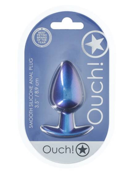 PLUG ANAL SMOOTH SILICONE LARGE 3,5 /8,9 CM METALLIC BLUE OUCH!
