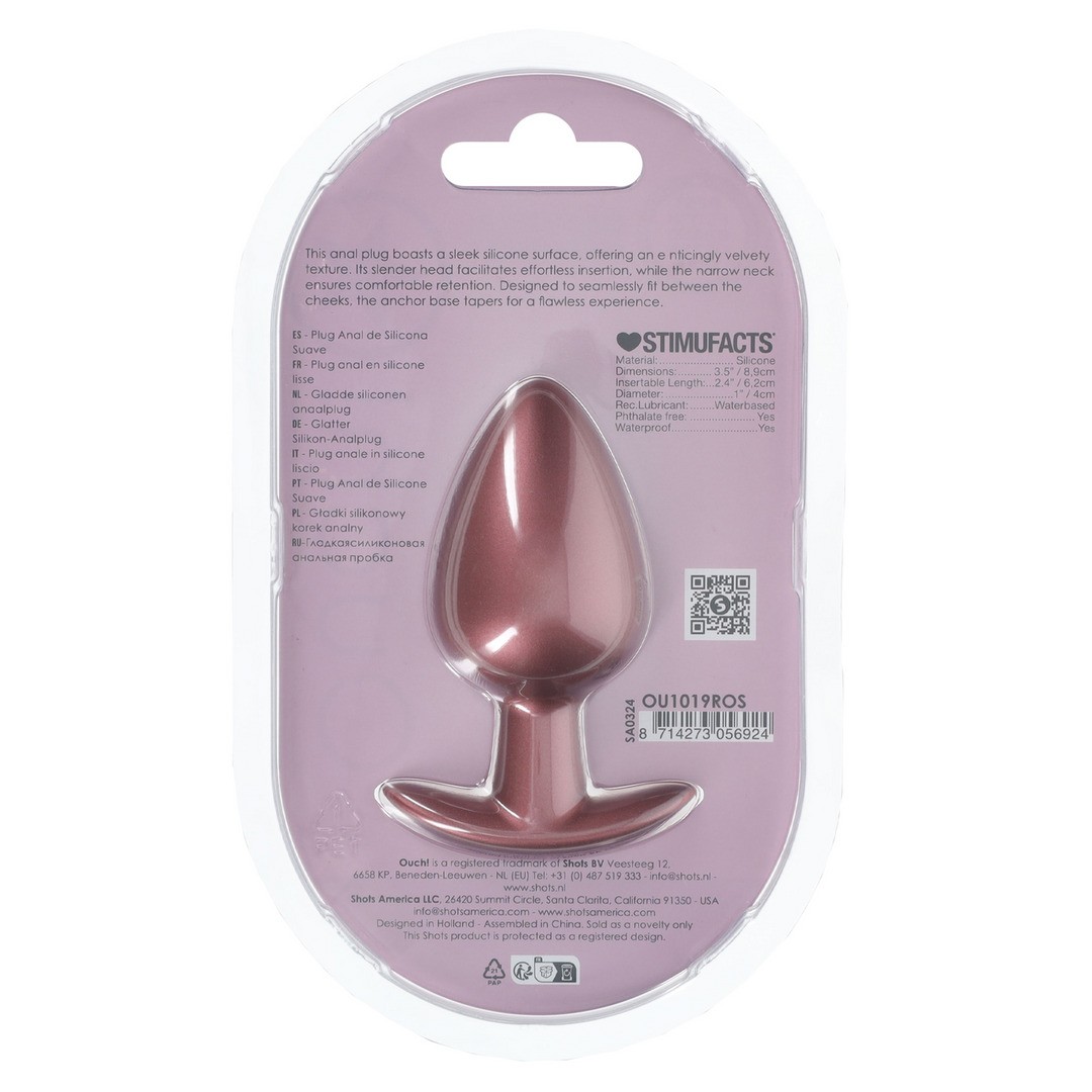 PLUG ANAL SMOOTH SILICONE LARGE 3,5 /8,9 CM ROSE GOLD OUCH! - Image 3