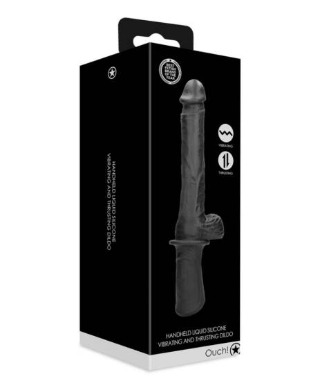 MÁQUINA DE SEXO HAND HELD DE SILICONE LÍQUIDO PRETA OUCH!