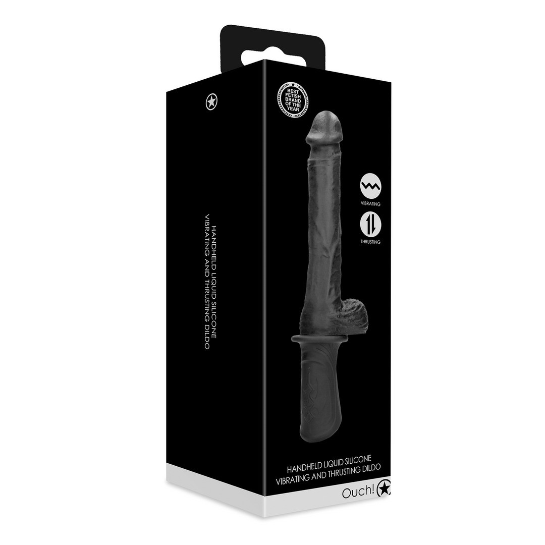 MÁQUINA DE SEXO HAND HELD DE SILICONE LÍQUIDO PRETA OUCH!