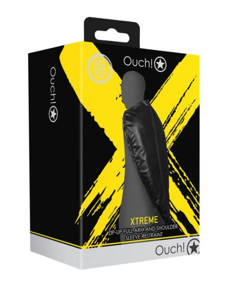 RESTRIÇÃO DE BRAÇOS ZIP-UP FULL ARM AND SHOULDER SLEEVE PRETO XTREME OUCH!