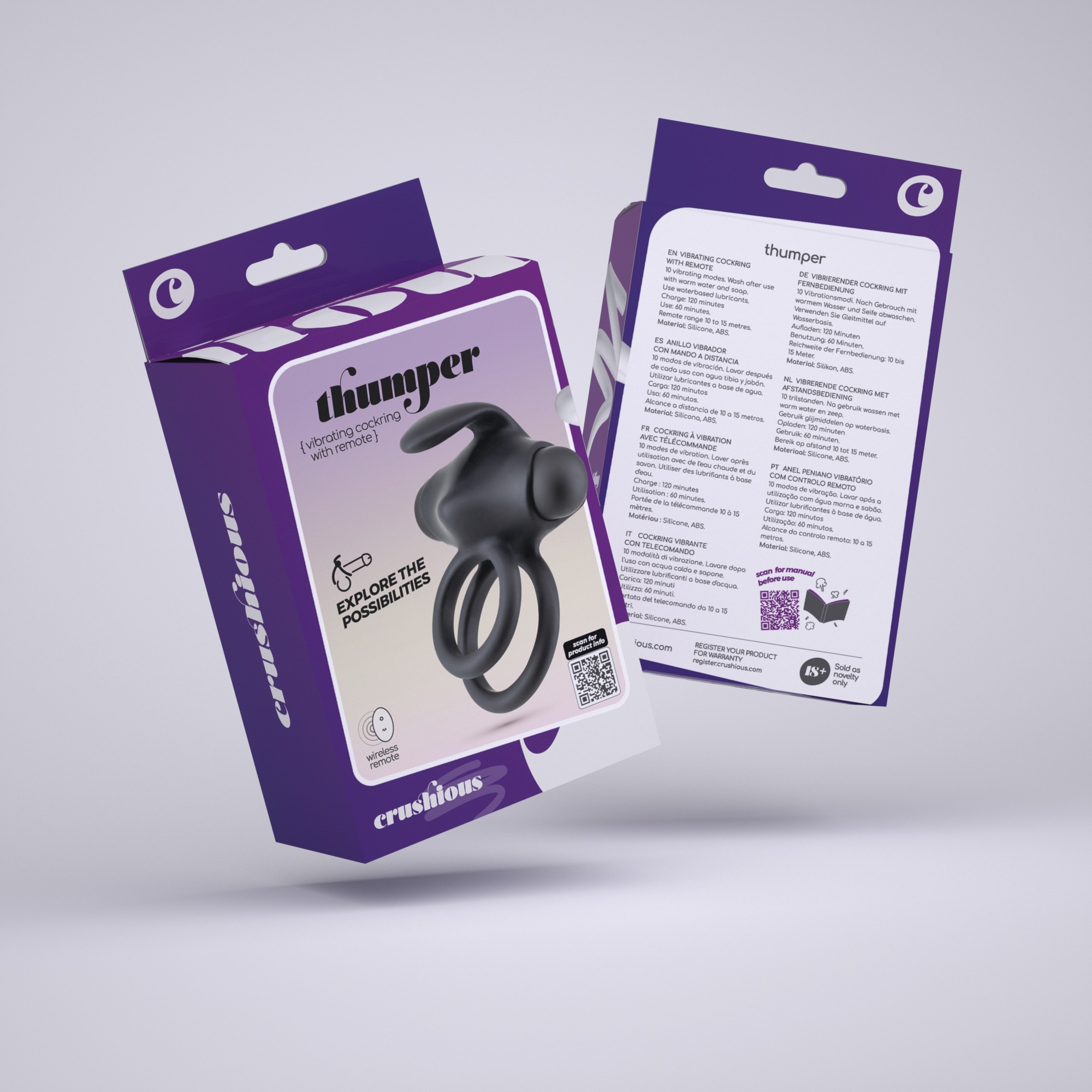 THUMPER DOBLE ANILLO VIBRADOR PARA EL PENE CON MANDO A DISTANCIA CRUSHIOUS - Image 9
