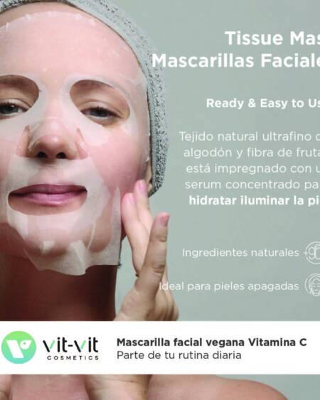 MÁSCARA DE TECIDO FACIAL VITAMIN C VIT VIT COSMETICS 20GR