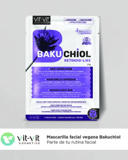 MÁSCARA DE TECIDO FACIAL ANTI-IDADE BAKUCHIOL VIT VIT COSMETICS 20GR