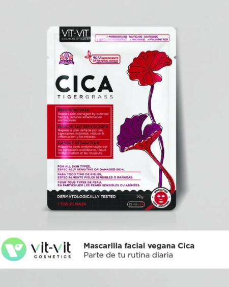 MÁSCARA DE TECIDO FACIAL CICA TIGERGRASS VIT VIT COSMETICS 20GR