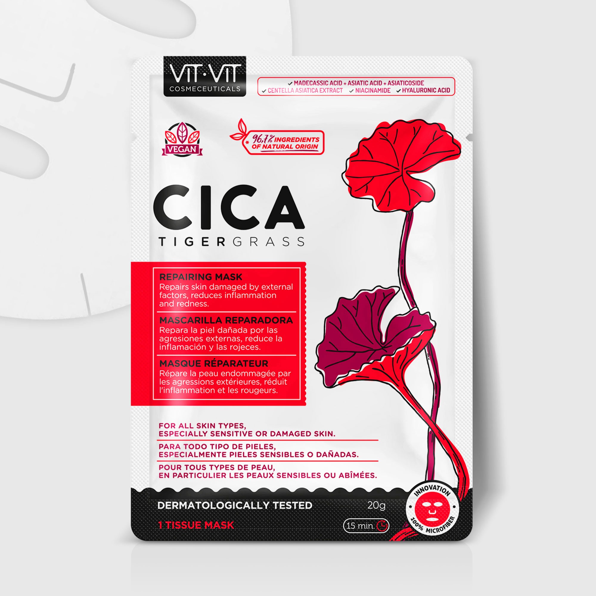 MÁSCARA DE TECIDO FACIAL CICA TIGERGRASS VIT VIT COSMETICS 20GR - Image 6