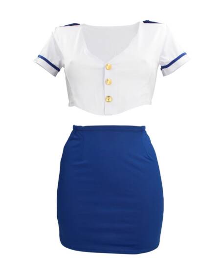 FANTASIA DE HOSPEDEIRA AZUL/BRANCO S-LINE