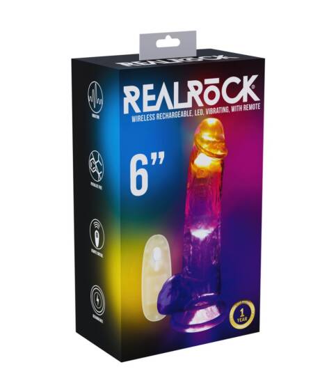 VIBRADOR COM LED E COMANDO LED VIBRATING STRAIGHT COCK WITH BALLS 6 /15 CM REALROCK