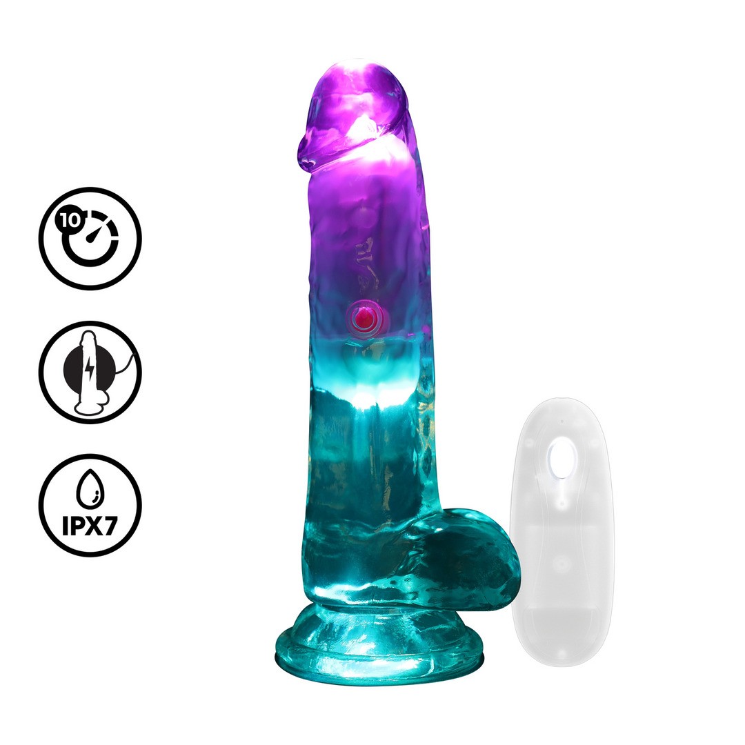VIBRADOR COM LED E COMANDO LED VIBRATING STRAIGHT COCK WITH BALLS 6 /15 CM REALROCK - Image 4