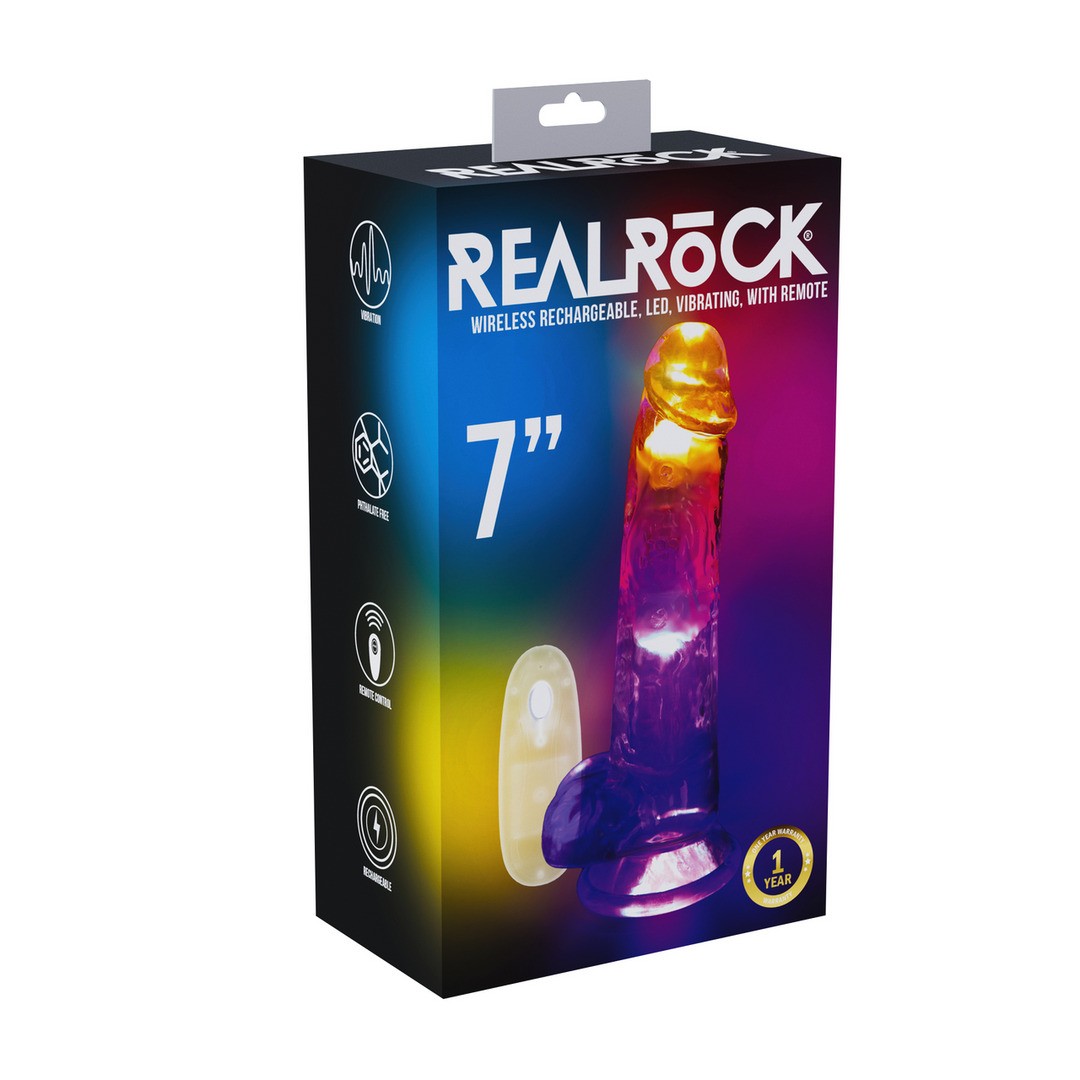 VIBRADOR COM LED E COMANDO LED VIBRATING STRAIGHT COCK WITH BALLS 7 /18 CM REALROCK - Image 4