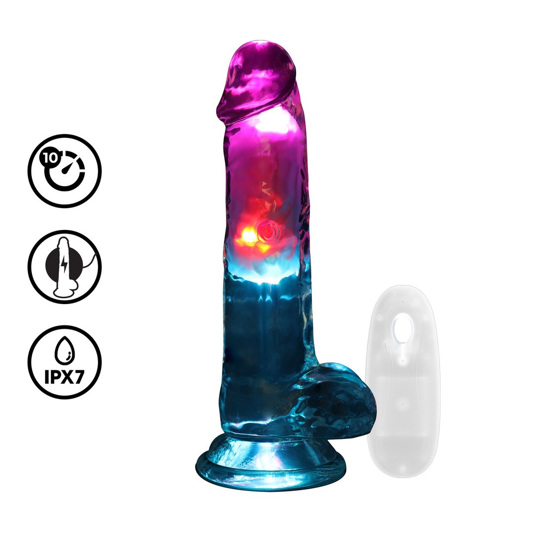 VIBRADOR COM LED E COMANDO LED VIBRATING STRAIGHT COCK WITH BALLS 7 /18 CM REALROCK - Image 3