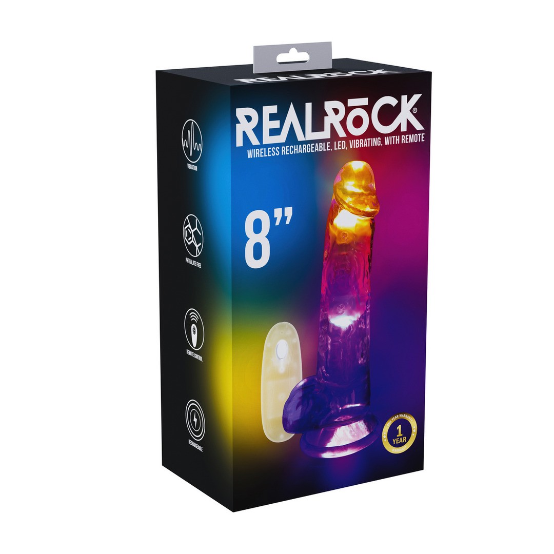 VIBRADOR COM LED E COMANDO LED VIBRATING STRAIGHT COCK WITH BALLS 8 /20 CM REALROCK - Image 4