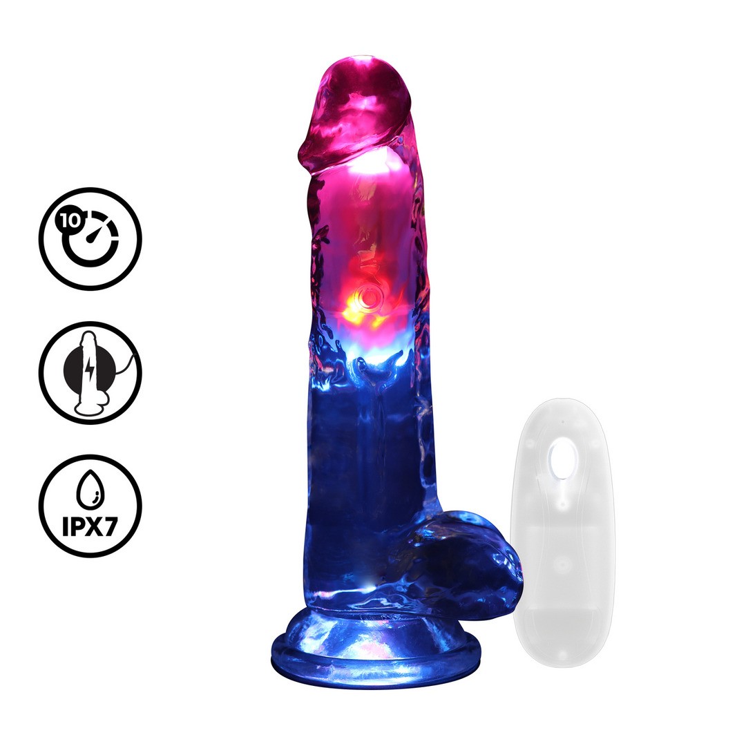 VIBRADOR COM LED E COMANDO LED VIBRATING STRAIGHT COCK WITH BALLS 8 /20 CM REALROCK - Image 3