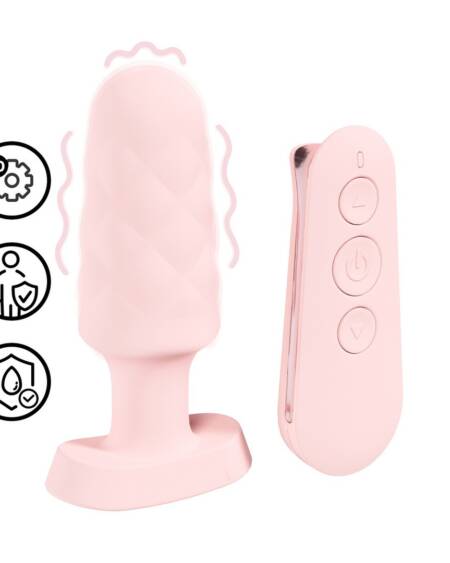 PLUG ANAL COM VIBRAÇÃO E COMANDO VELVET ROSA LOVELINE