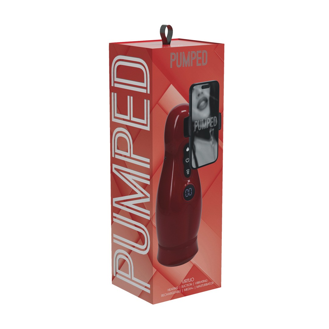 MASTURBADOR VIBRATÓRIO COM SUCÇÃO E SUPORTE DE TELEFONE VIRTUO METALLIC RED PUMPED - Image 6