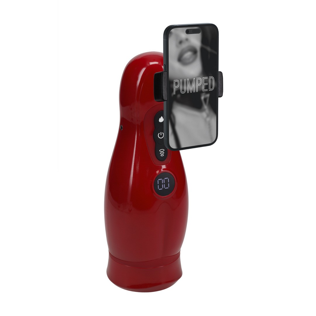 MASTURBADOR VIBRATÓRIO COM SUCÇÃO E SUPORTE DE TELEFONE VIRTUO METALLIC RED PUMPED - Image 4