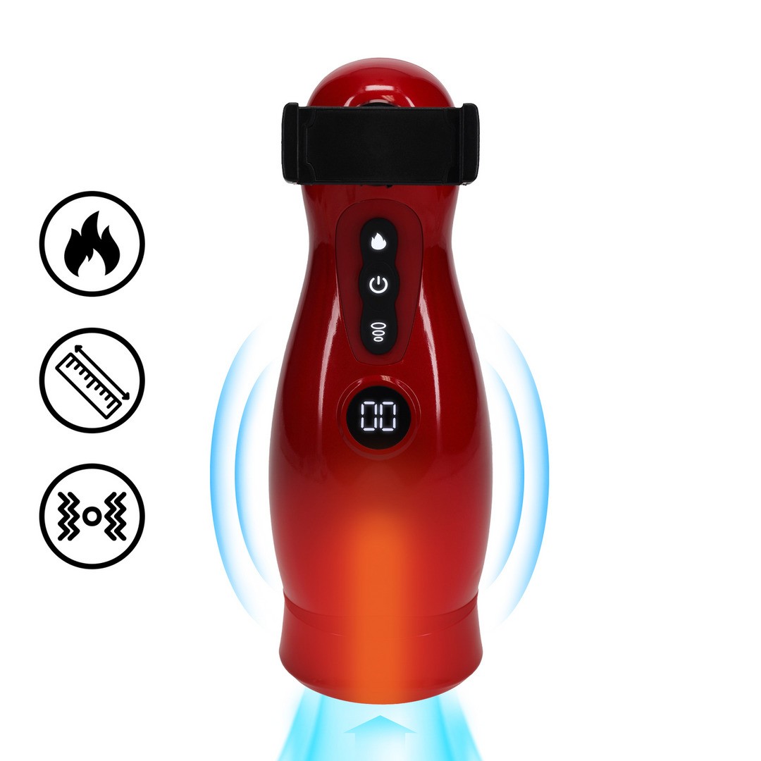 MASTURBADOR VIBRATÓRIO COM SUCÇÃO E SUPORTE DE TELEFONE VIRTUO METALLIC RED PUMPED - Image 5