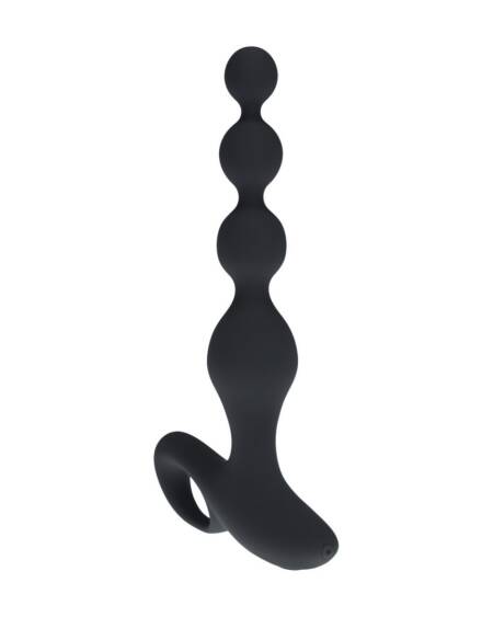 PLUG ANAL VIBRATÓRIO DE SILICONE COM PÉROLAS E COMANDO REMOTO PRETO LEVELZ