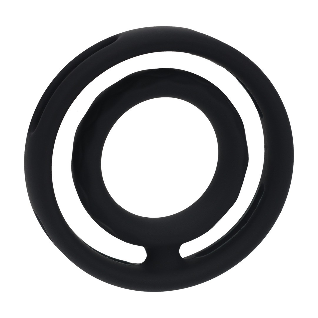 ANEL PARA O PÉNIS E TESTÍCULOS CLÁSSICO EM SILICONE COM ESTRIAS PRETO LEVELZ