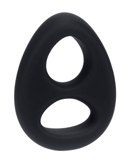 ANEL DUPLO PARA O PÉNIS E TESTÍCULOS EM SILICONE LÍQUIDO PRETO LEVELZ