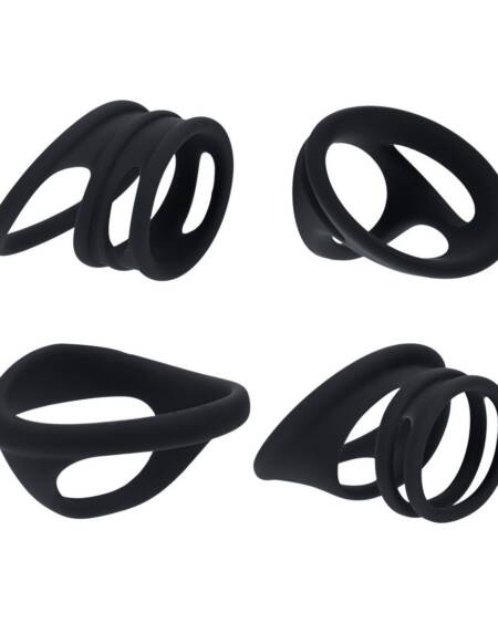 CONJUNTO DE 4 ANÉIS PARA O PÉNIS E TESTÍCULOS PRETO LEVELZ