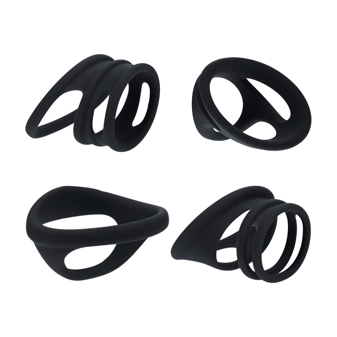 CONJUNTO DE 4 ANÉIS PARA O PÉNIS E TESTÍCULOS PRETO LEVELZ