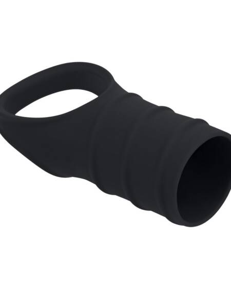 ANEL PARA O PÉNIS EM SILICONE COM MANGA ESTRIADA PRETO LEVELZ