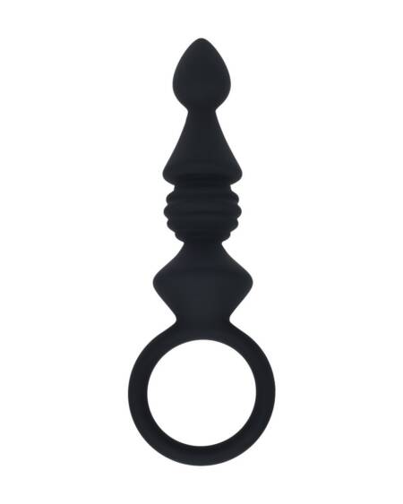 SONDA ANAL EM SILICONE COM ESTRIAS COM ASA PRETO LEVELZ