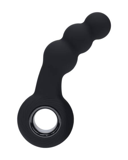 ESTIMULADOR DE PRÓSTATA EM SILICONE VIBRATÓRIO COM PÉROLAS E ALÇA PRETO LEVELZ