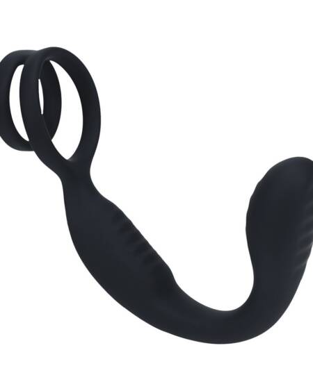 ESTIMULADOR DE PRÓSTATA COM VIBRAÇÃO E ANEL PARA O PÉNIS E TESTÍCULOS PRETO LEVELZ