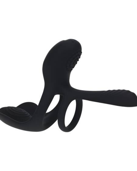 ANEL PARA O PÉNIS EM SILICONE COM VIBRAÇÃO E TRIPLO MOTOR PRETO LEVELZ