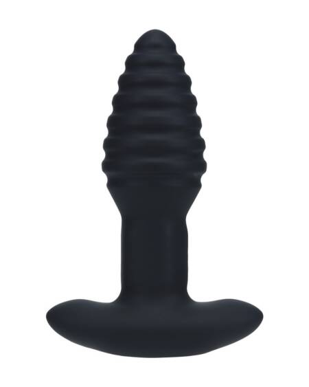 PLUG ANAL VIBRATÓRIO COM ESTRIAS EM SILICONE COM ROTAÇÃO E COMANDO LEVELZ