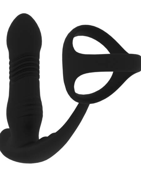 ESTIMULADOR DE PRÓSTATA E ANEL PARA O PÉNIS TRI O EM SILICONE COM VIBRAÇÃO E IMPULSO PRETO LEVELZ