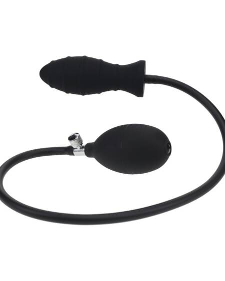PLUG ANAL DE SILICONE INSUFLÁVEL COM ESTRIAS PRETO LEVELZ
